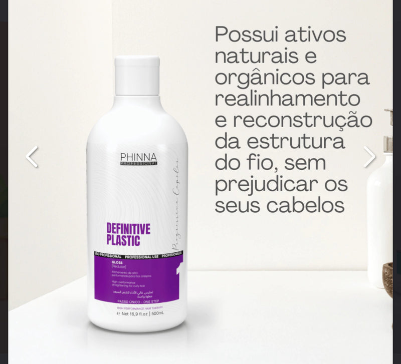 Kit Progressiva Orgânica Phinna Cosméticos (shampoo + Definitive Plastic + fluido liso)