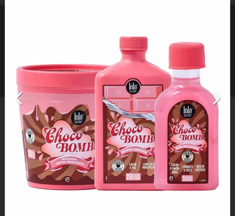 Lola Cosmetics Chocobomb Kit - Óleo + Máscara + Shampoo para Todos os Tipos de Cabelo - Kit