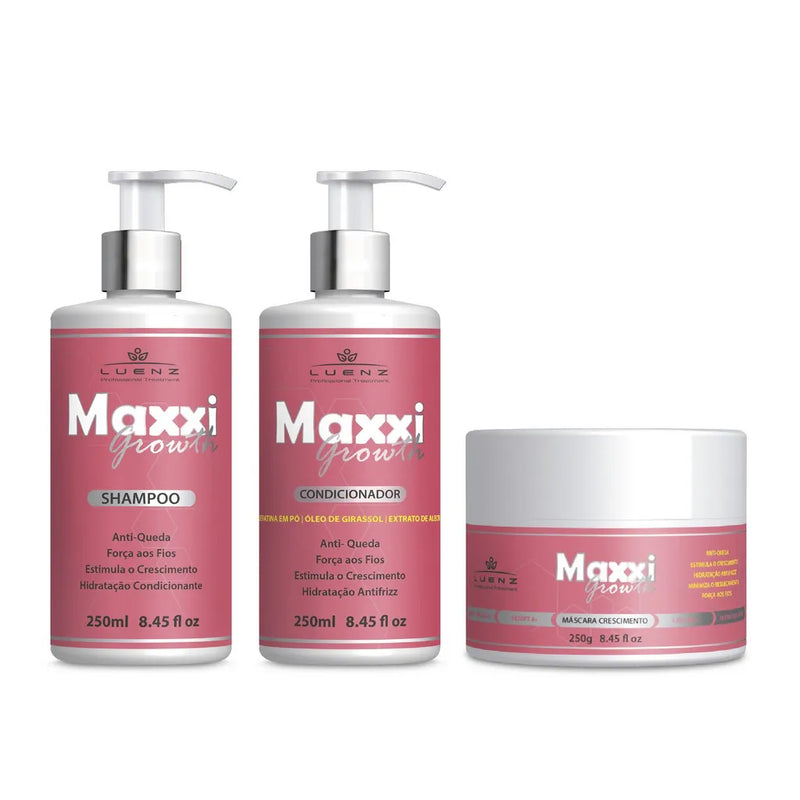 Kit Crescimento e Combate a Queda - Shampoo Condicionador Máscara - Maxxi Growth