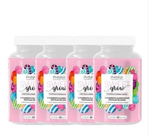 SWEET GROW - VITAMINAS PARA CABELOS E UNHAS - 4 unidades