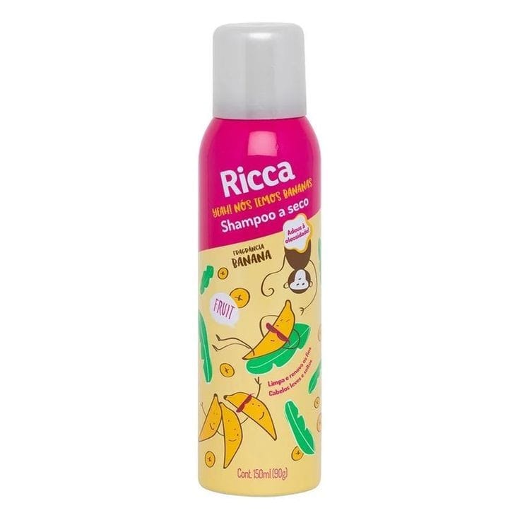 SHAMPOO A SECO RICCA Banana - ADEUS OLEOSIDADE 150ml